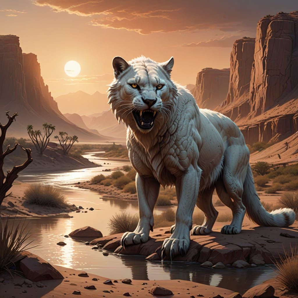 Emaciated Cryptid Creature by Nile at Sunset