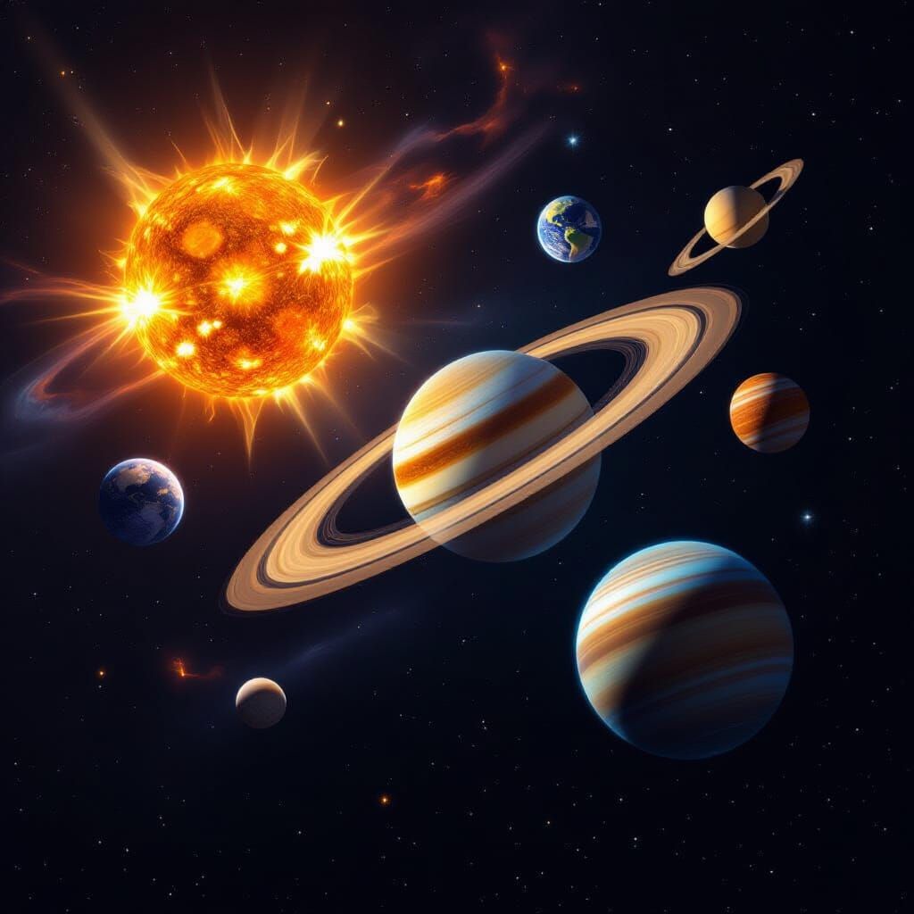 Photorealistic Solar System with Eight Planets