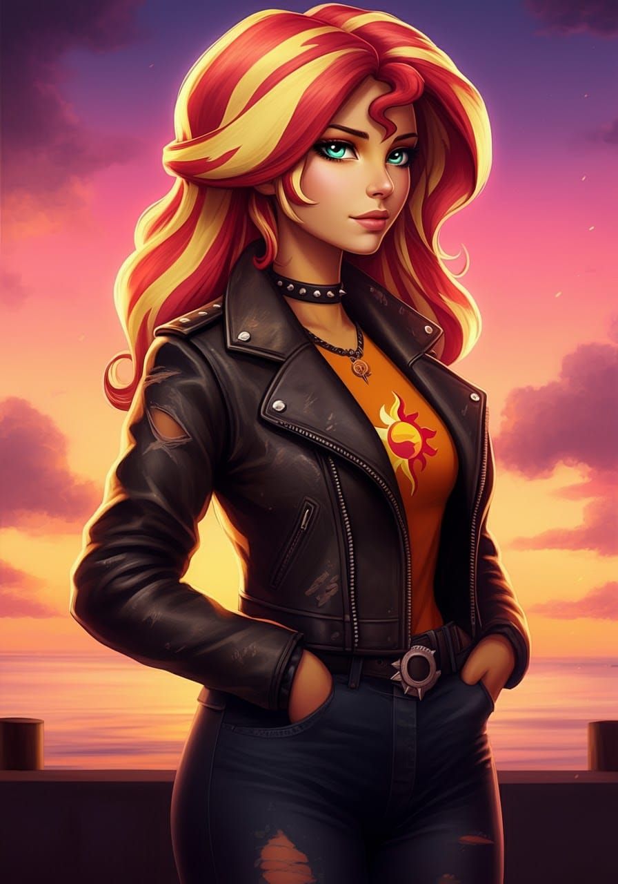 Sunset Shimmer in Art Nouveau Style