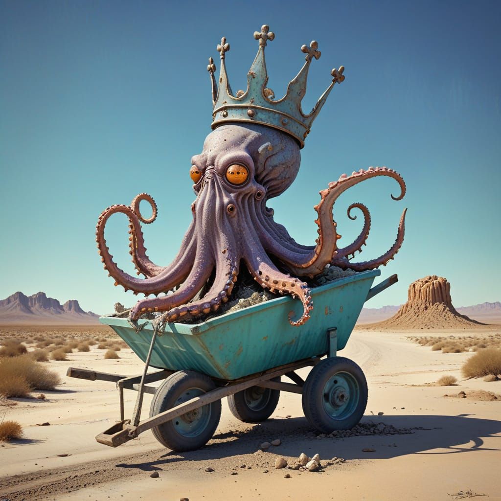 Comically Arrogant Octopus in Exaggerated Cartoon Style