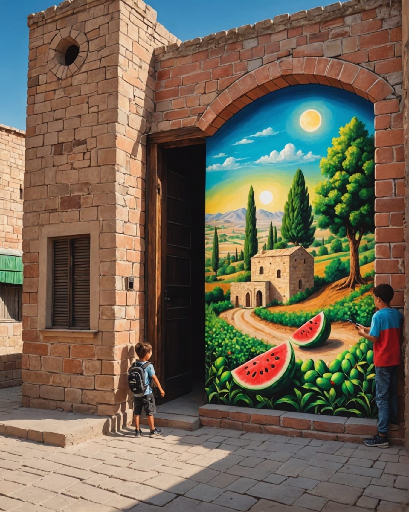 Chalk Art Portal to a Free Palestine