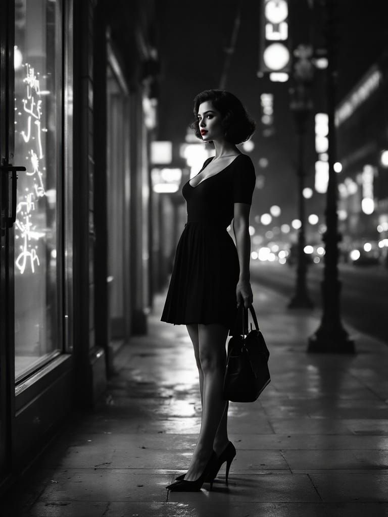 Pin-Up Woman in Post-Apocalyptic Cityscape