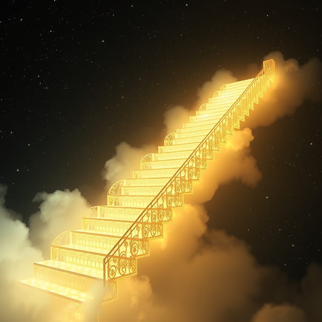 Celestial Staircase in Shimmering Golden Light
