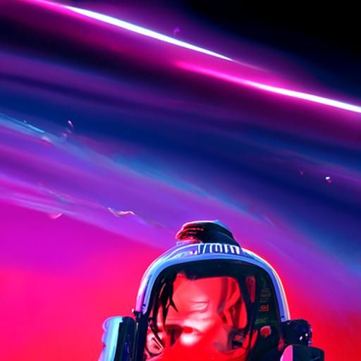 Travis Scott in Space: Synthwave Neon Portrait