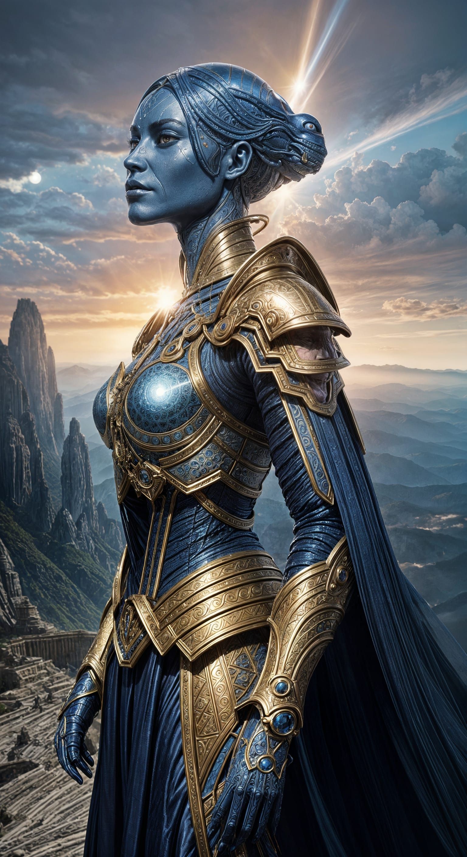 Epic Blue Humanoids in Digital Matte Painting