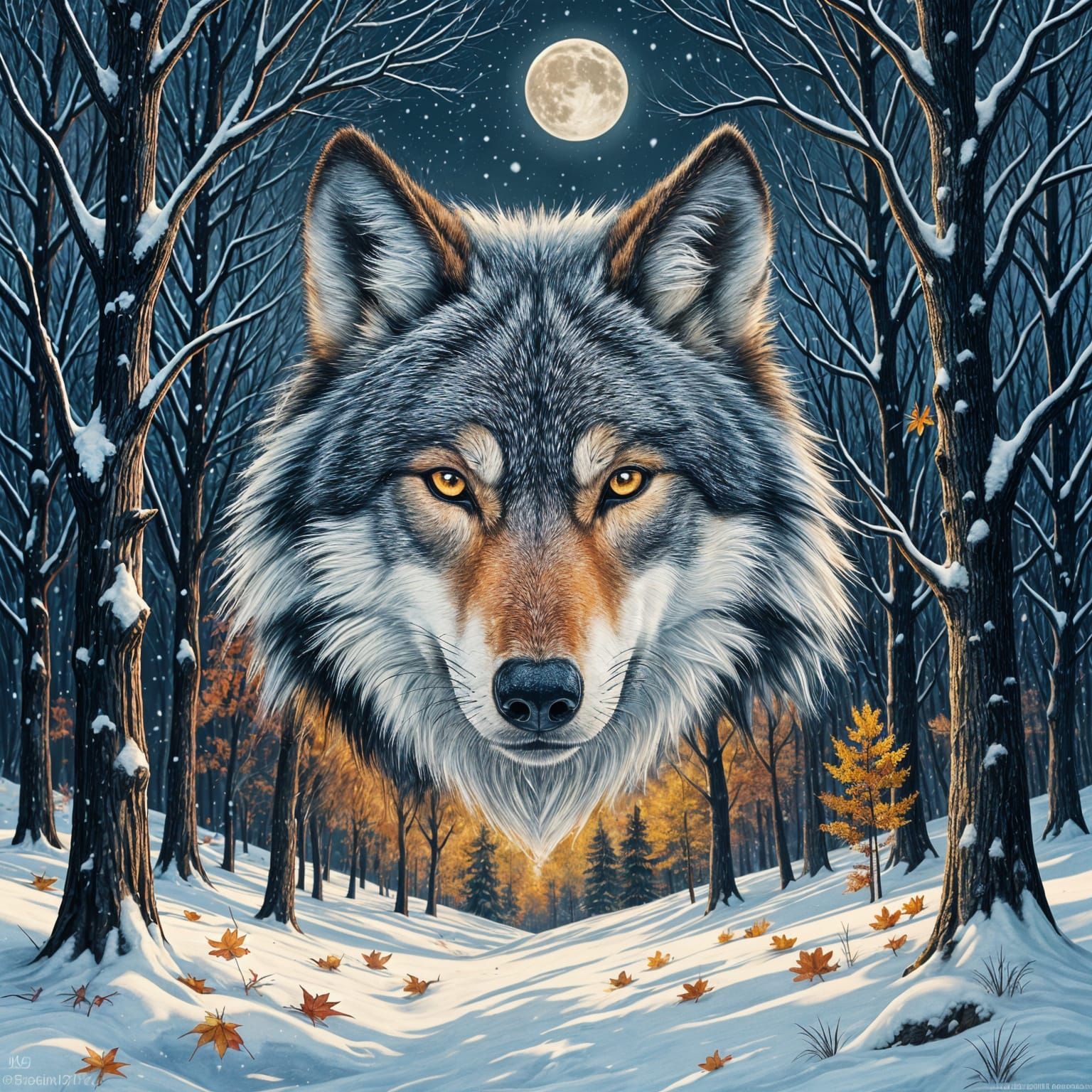 Wolf Forest Fusion in Hyperrealistic 8K Detail