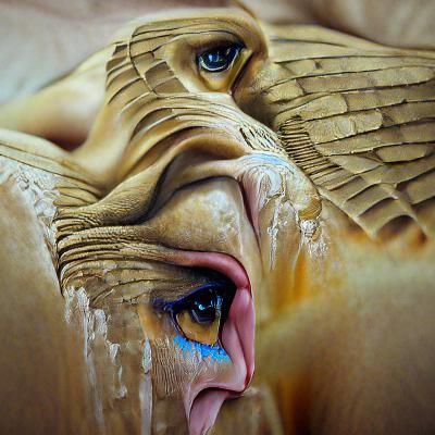 Crying Sphinx: Hyperrealistic Mixed Media Artwork