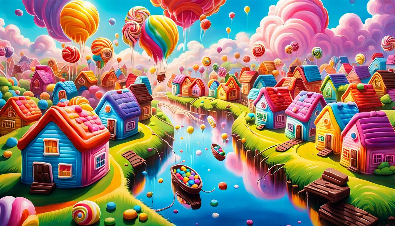 Candy Village in the Clouds, Graffiti Art Style