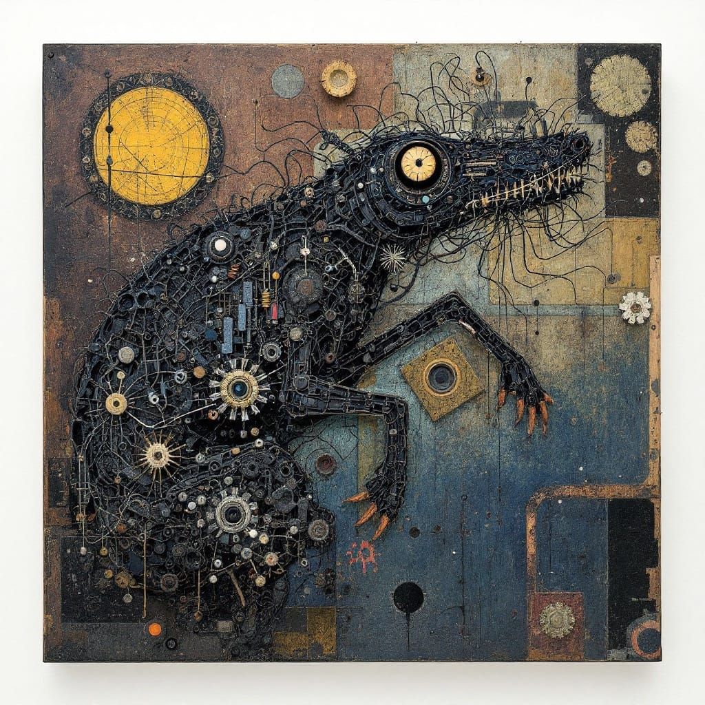 Abstract Surrealist Masterpiece in Burnt Blues and Earthy To...