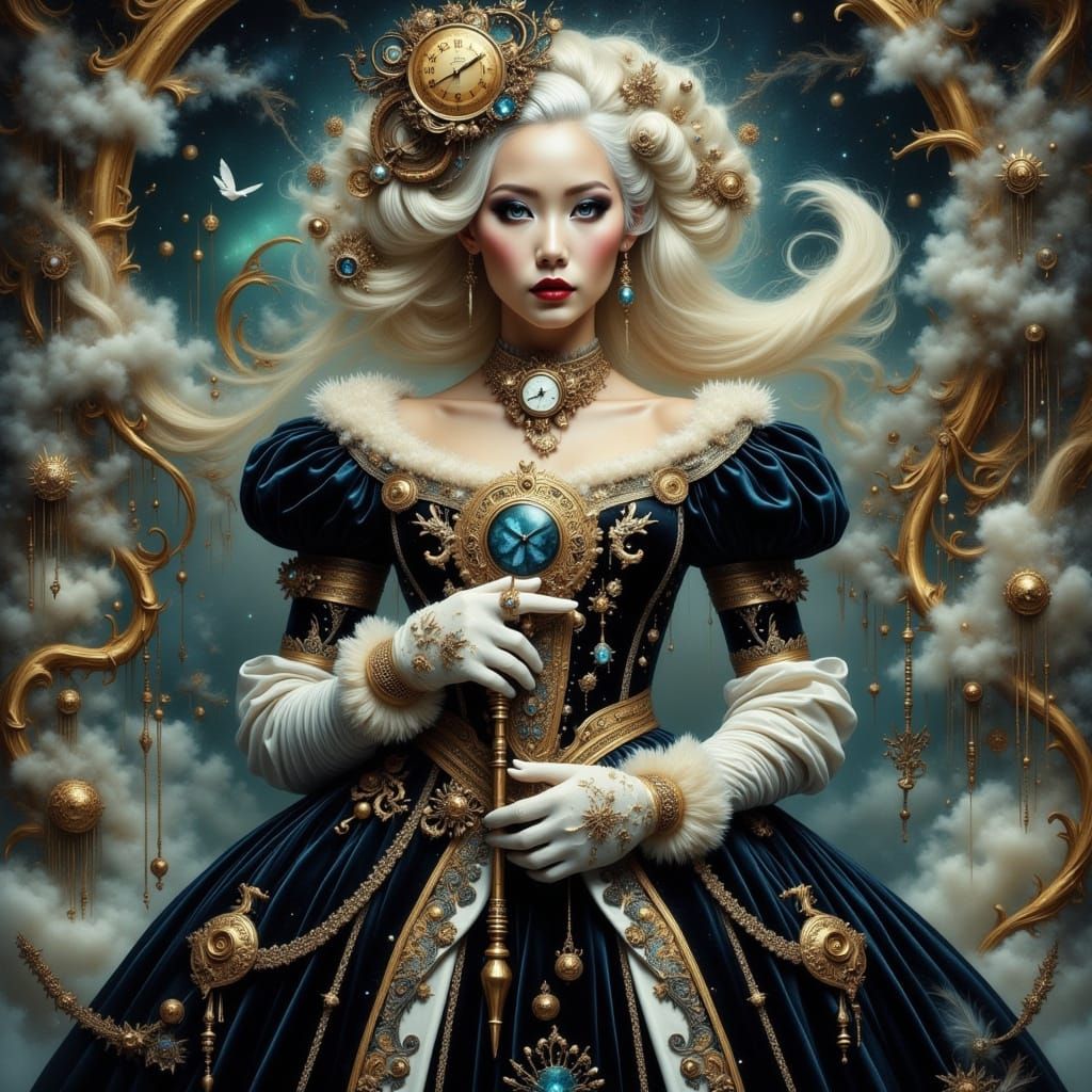 Clockwork Duchess in Elegant Victorian Attire