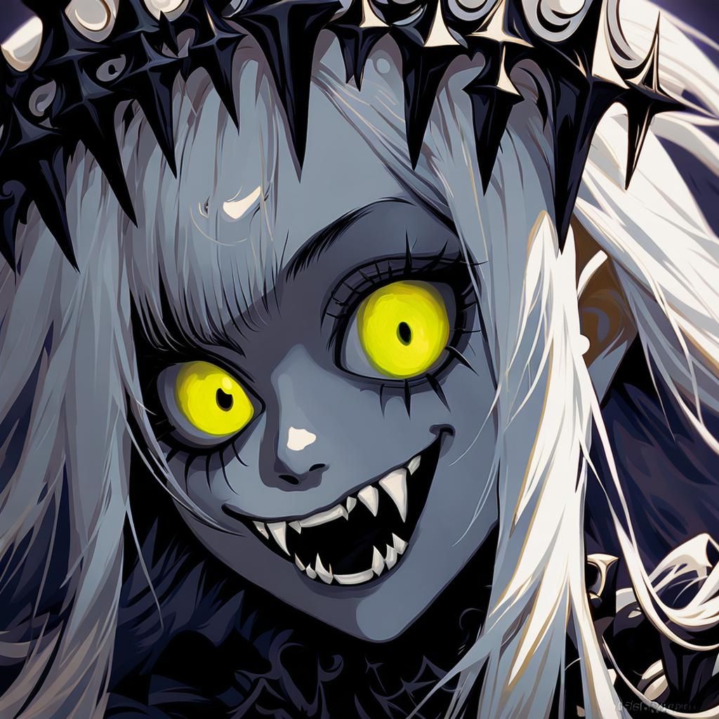 Anime Portrait of Gothic Girl in Dark Impressionism