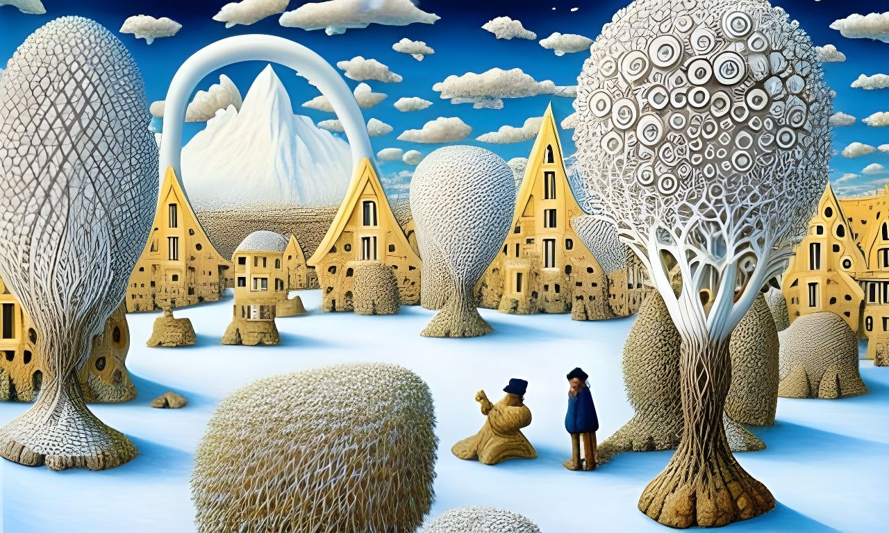 High Definition White Landscape in Acrylic Style