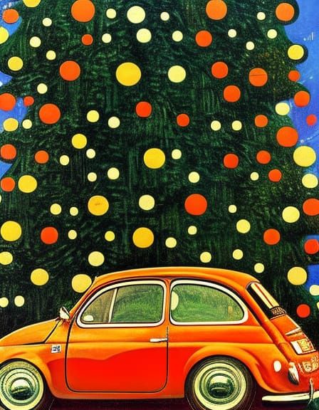 Fiat 500 Christmas Tree Bauhaus Poster