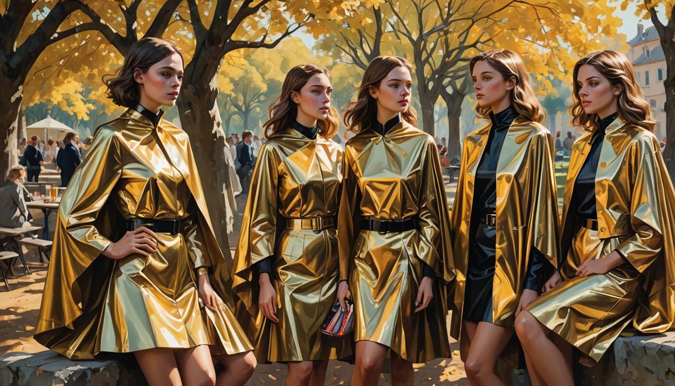 Schoolgirls' Picnic in France, Golden Age Illustration