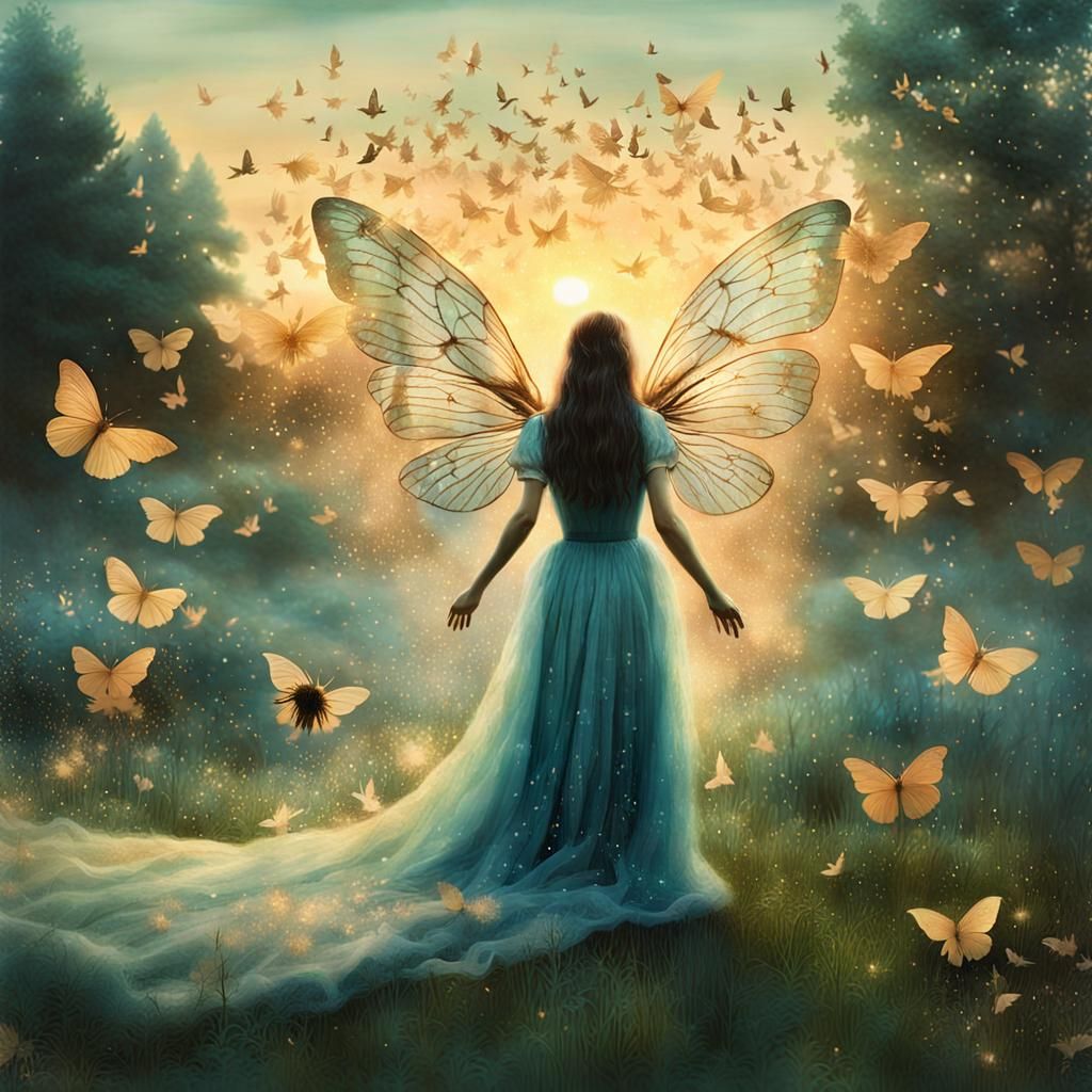 Fairies' Gratitude: Dreamlike Digital Art Collage