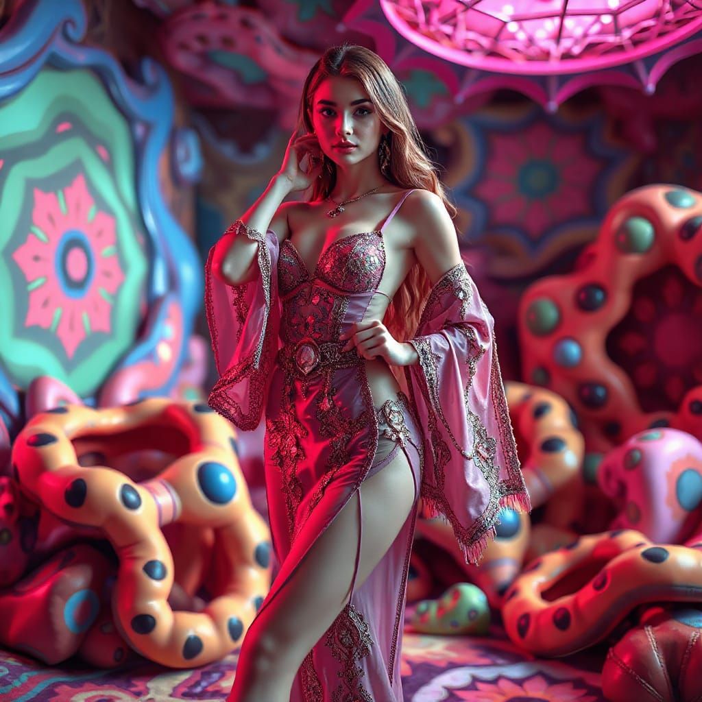 Sensual Figure in Psychedelic 3D Render