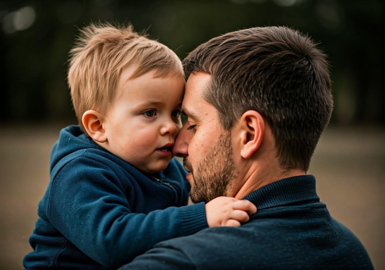 Heartwarming Father-Child Moment in Natural Lighting