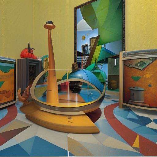 Surreal Still Life with Dodecahedron in Expressionist Style