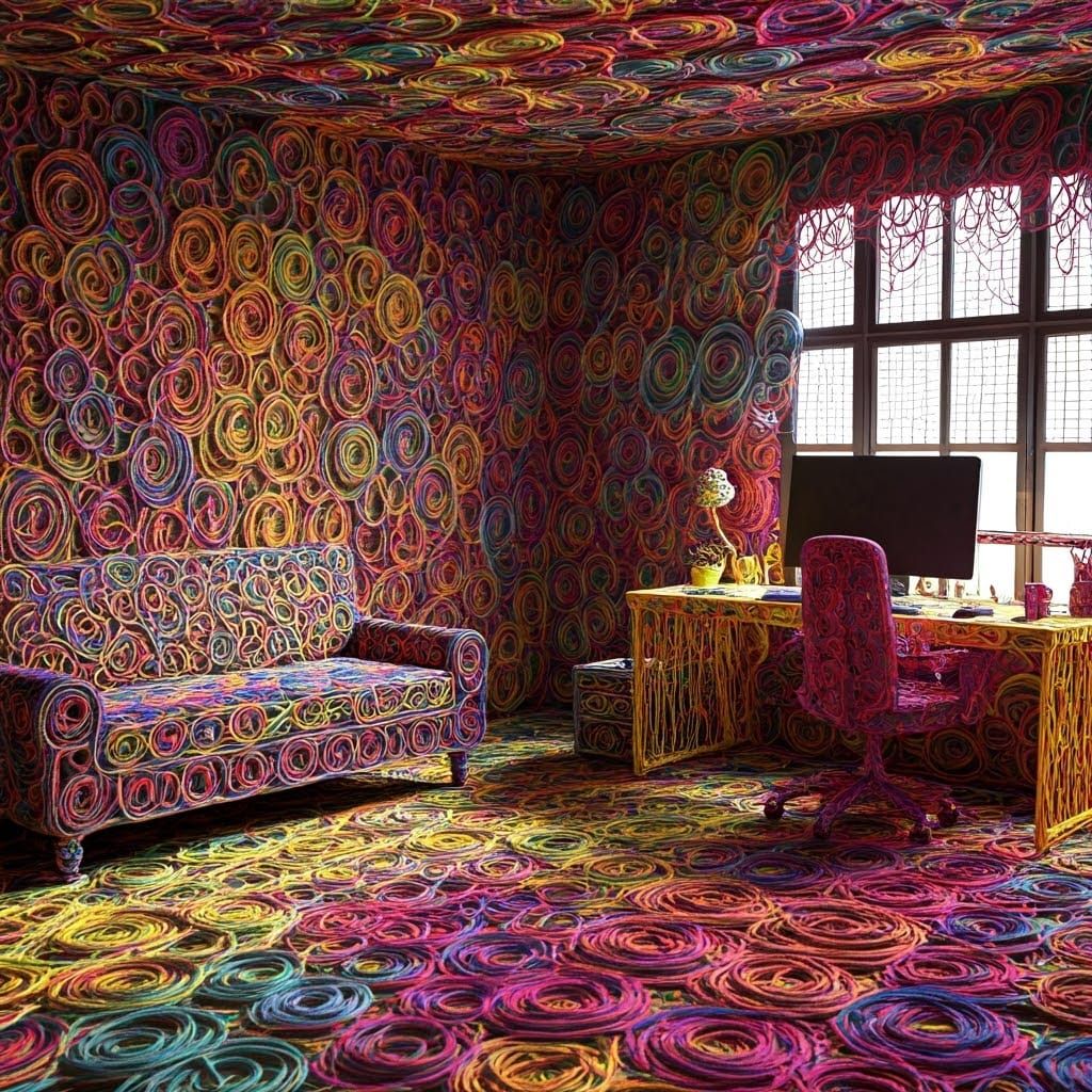 Colorful String Office in Graffiti Art Style