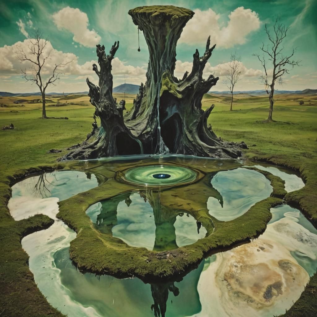 Surreal Landscape with Distorted Flora, Salvador Dali Style
