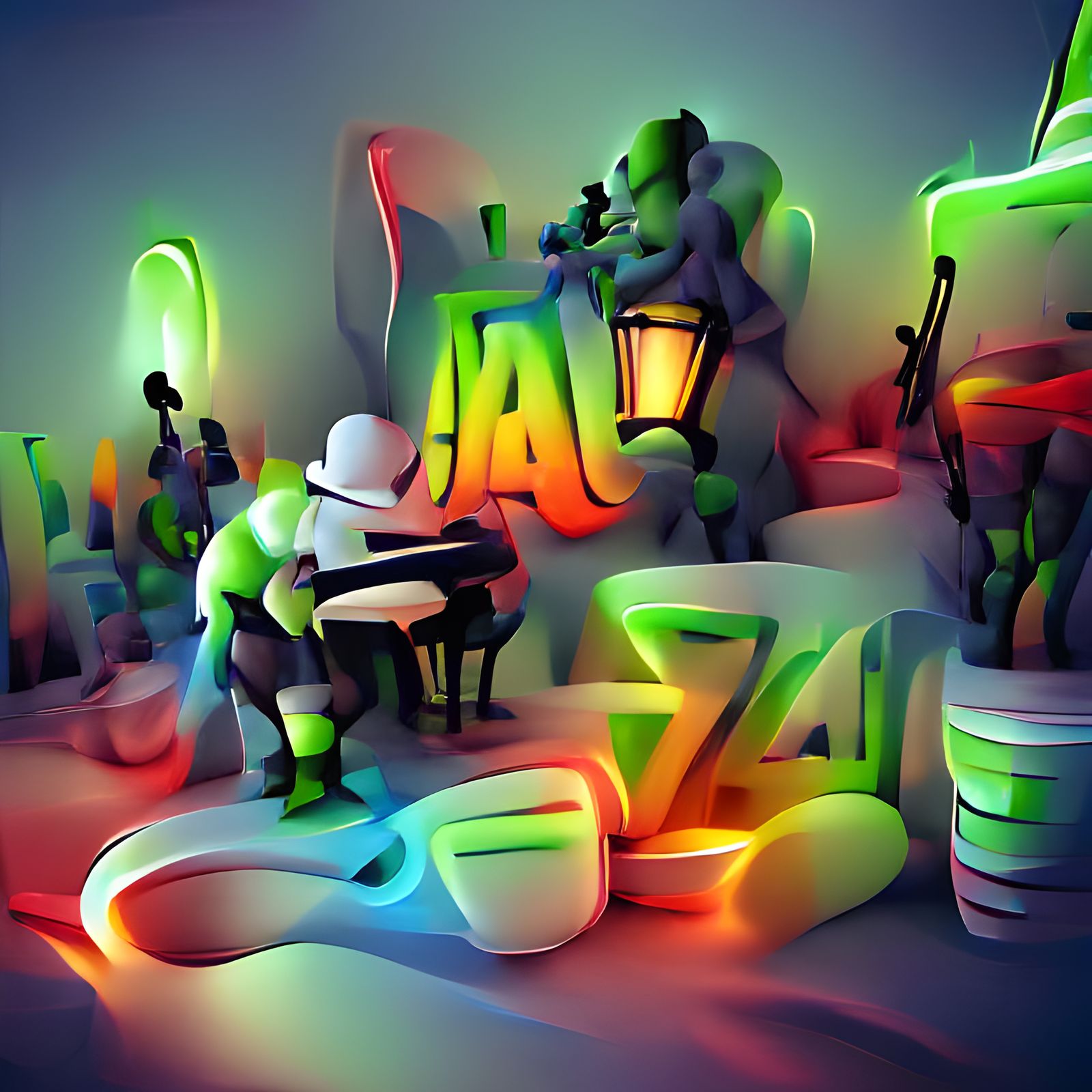 Neon Jazz Scene with Ambient Lighting