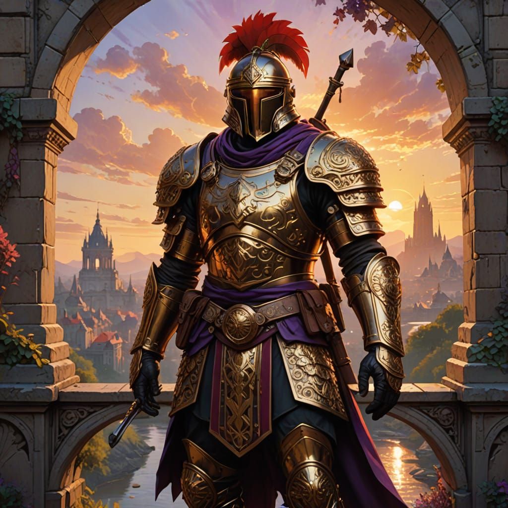 Vigilant Roman Sentinel in Sunset Splendor