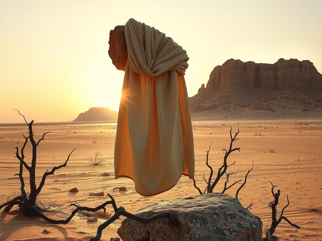 Wabi-Sabi Linen Garment in Desert Landscape