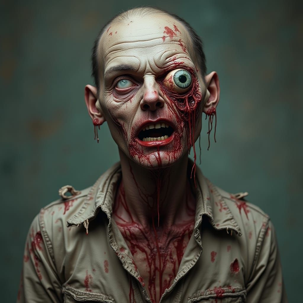 Gruesome Zombie Portrait in Hyperrealistic Style