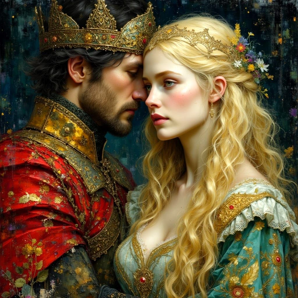 King Arthur and Guinevere: A Dark Fantasy Portrait
