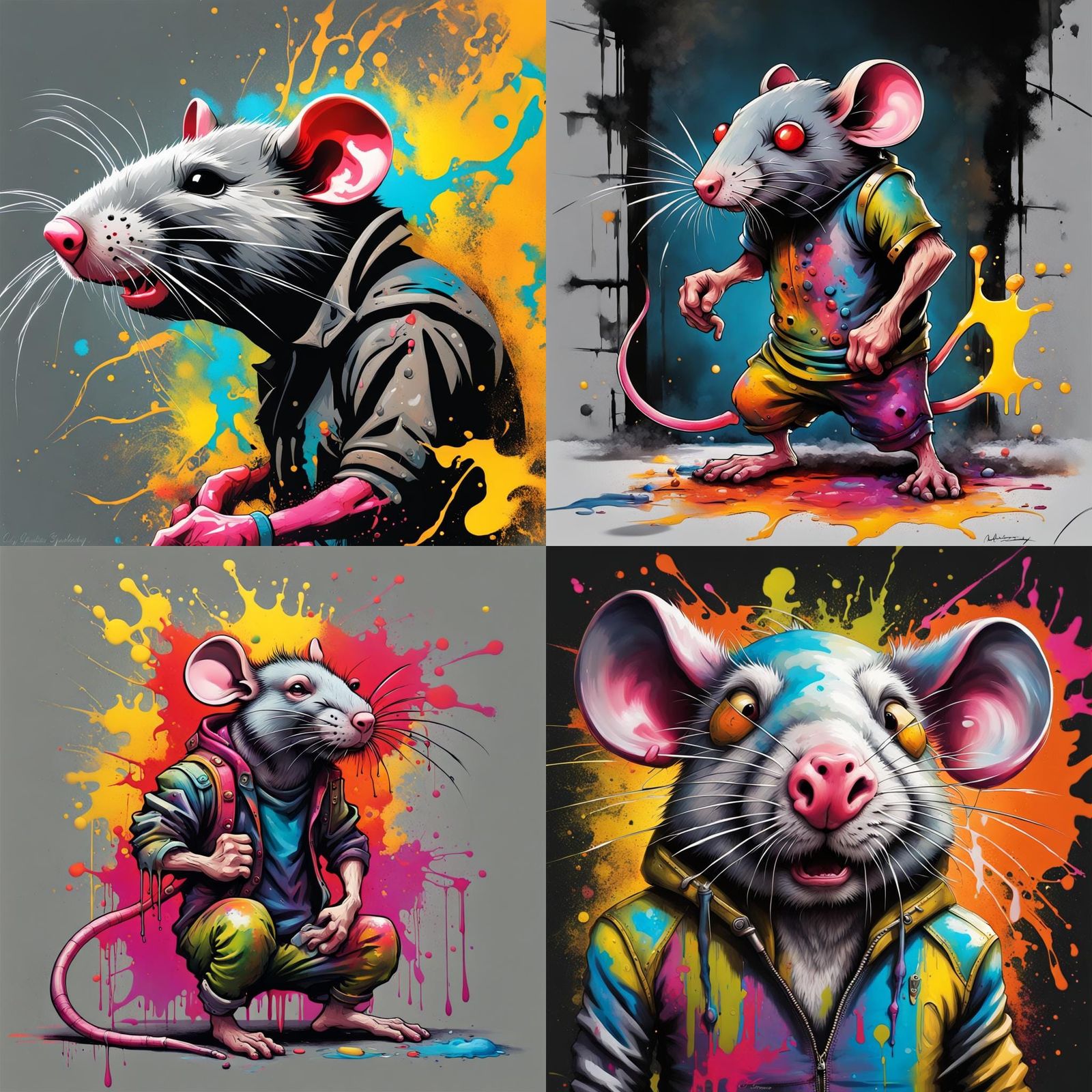Templar Rat Warrior in Graffiti Street Art