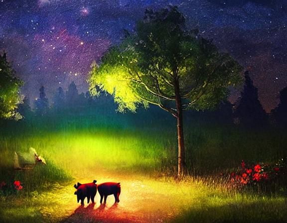 Pigs in Love: Romantic Forest Scene