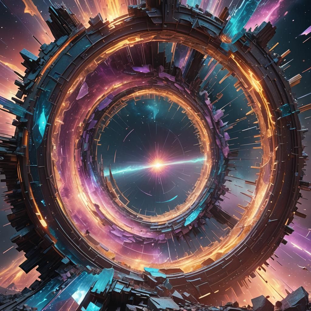 Wormhole Portal in Shattered Glass Realm: Digital Matte Pain...