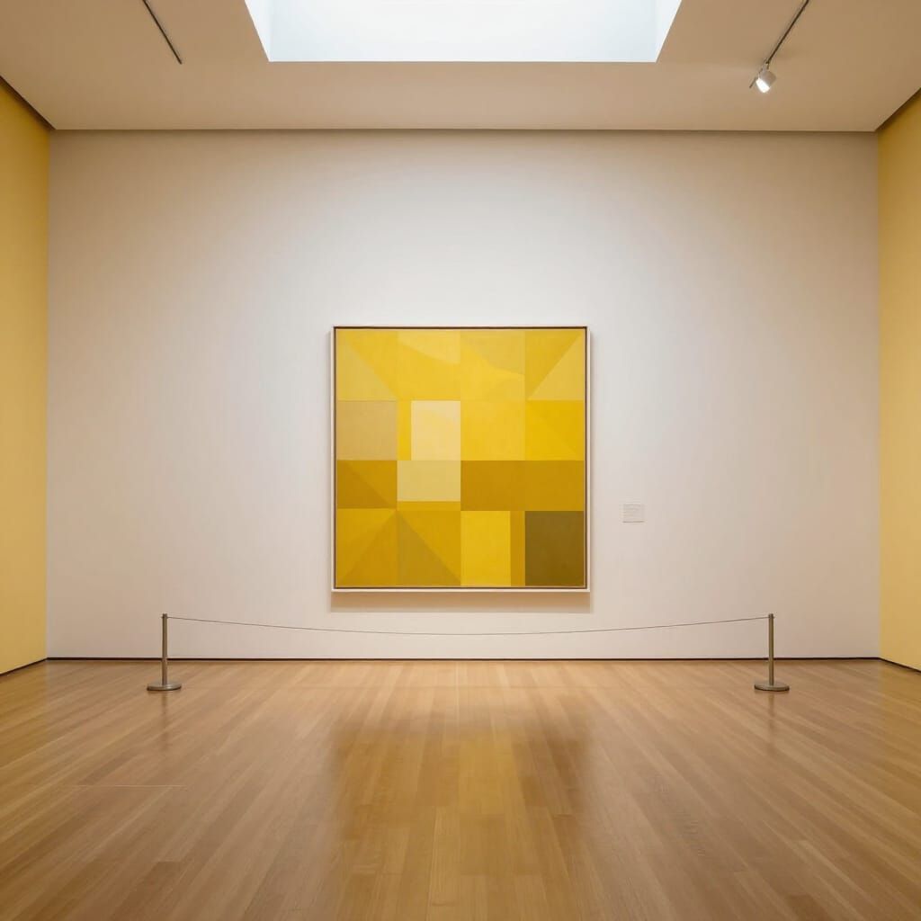 Abstract Geometric Painting in Golden Light