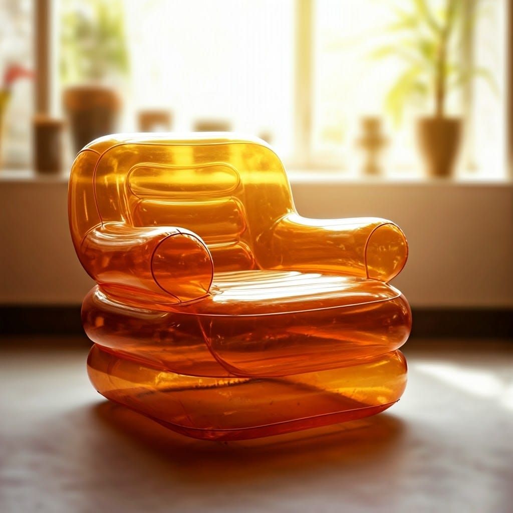 Psychedelic Sixties translucent plastic blow up armchair