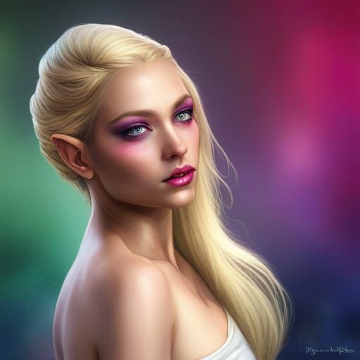 Ethereal Elf Woman Portrait in Digital Art Style