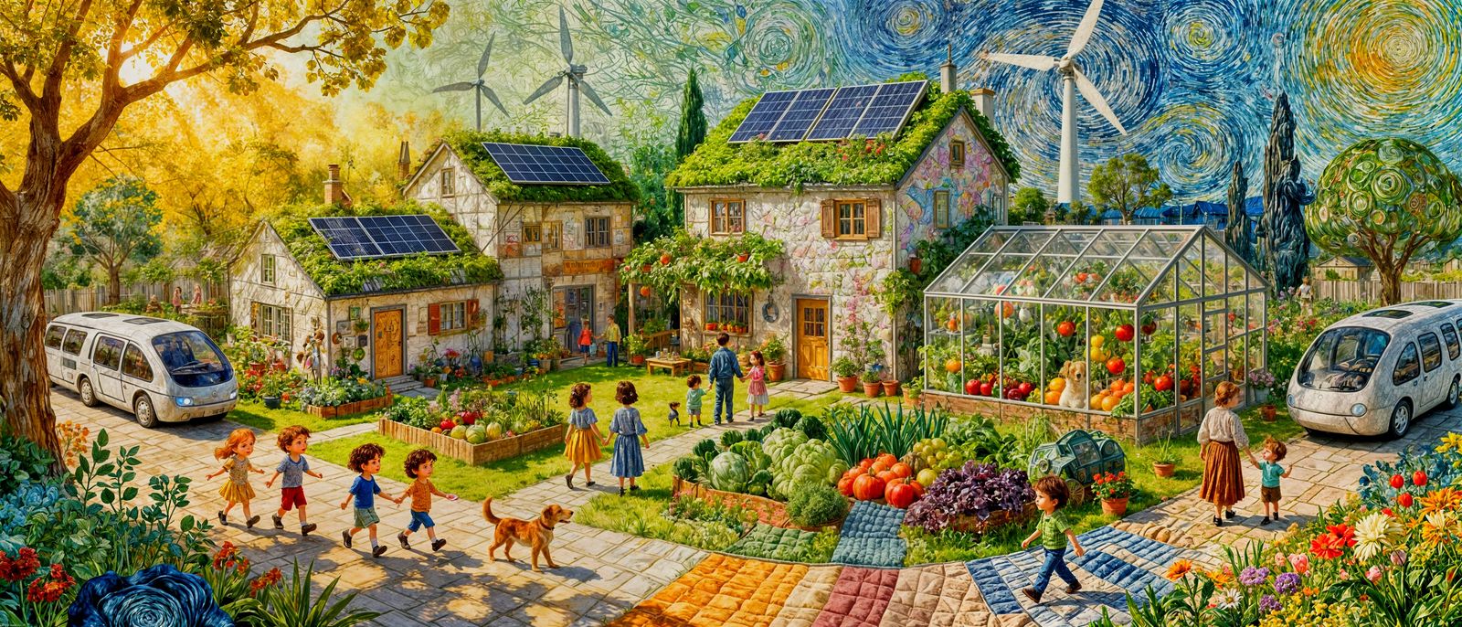 Whimsical Family in Sustainable Futuristic Estate