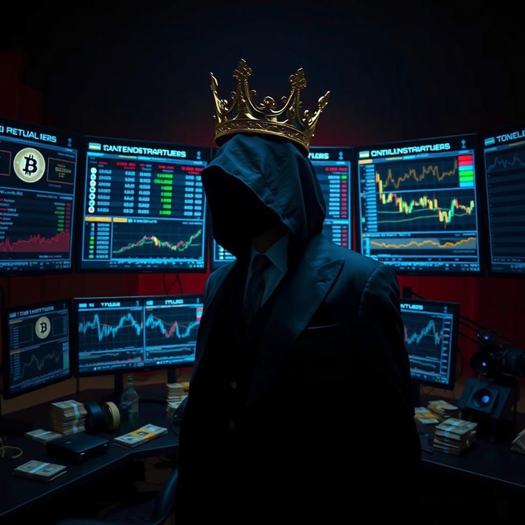 Hooded King in Opulent Setting: Cinematic Film Still