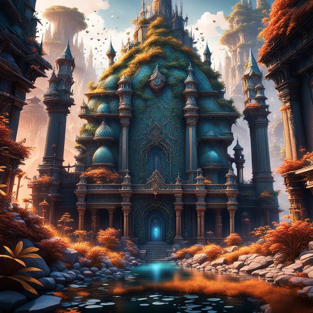Fantastical Castle Matte Painting in Deep Color