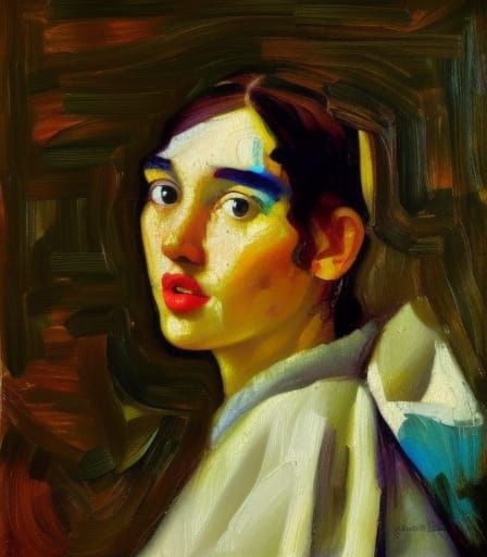 Colorful Portrait Painting in Expressionist Style