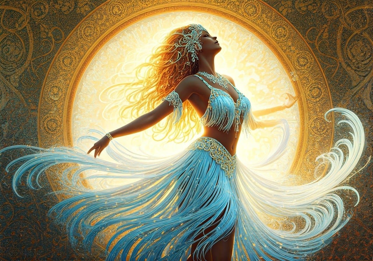 Ethereal Samba Dancer in Art Nouveau Style