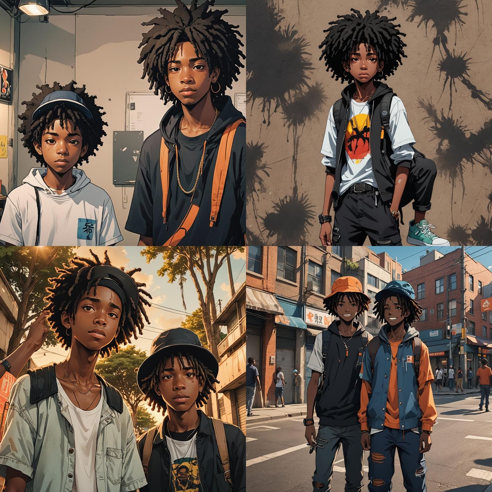 Teenage Friends in Anime Style