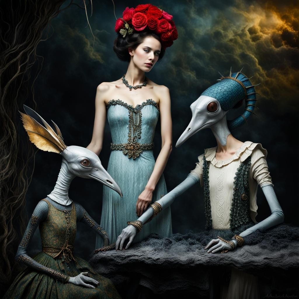 Surreal Alien Restaurant Celebration in Hyperrealistic Photo...