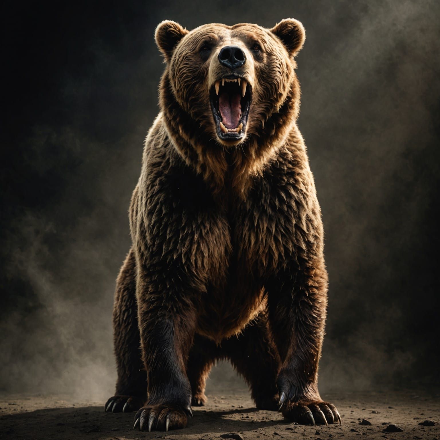 Fierce Brown Bear in Photorealistic Digital Art