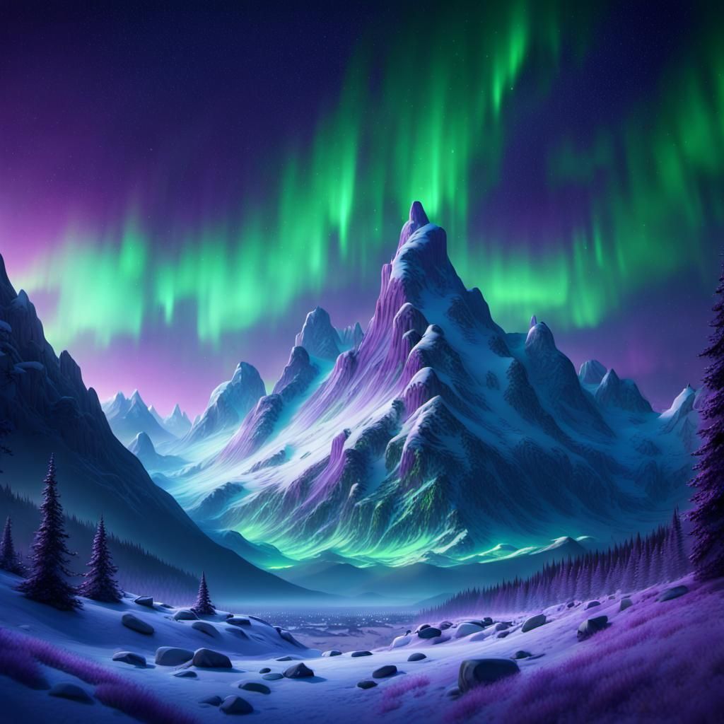 Fantasy Winter Wonderland in Vibrant Colors and Intricate De...