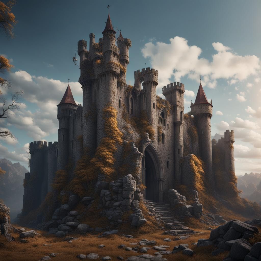 Weeping Queen in Medieval Castle Ruins