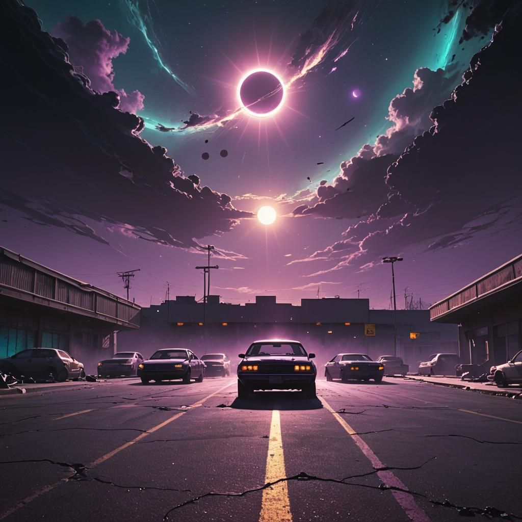Ominous Black Sun Looms Over Parking Lot