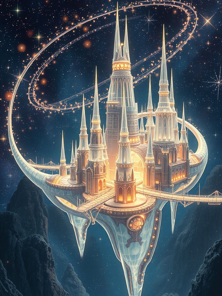 Luminous Metropolis in the Stars: Art Nouveau Cityscape