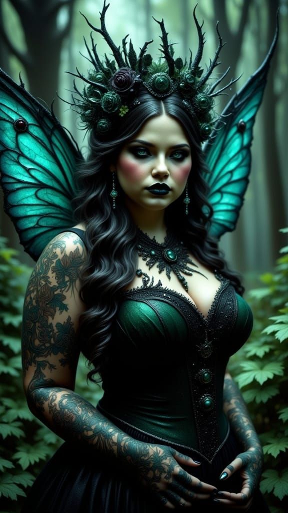 Goth Fairy in Enchanted Glade at Midnight