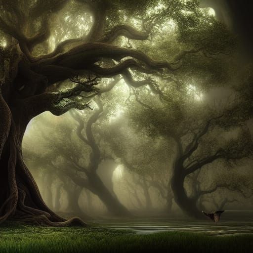 Epic Tree of Wisdom Digital Matte Painting