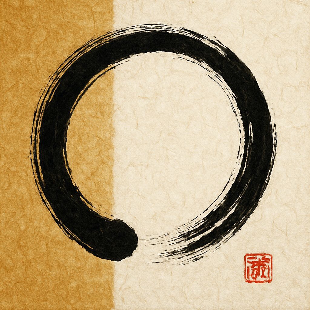 Dramatic Zen Circle on Washi Paper